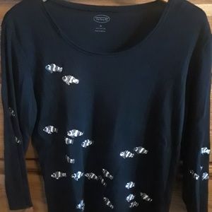 Talbots Black Top with Sequence Size M